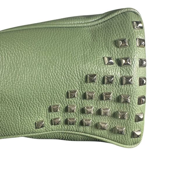 Viola Castellani Milano Green Leather Tote Bag Chain Shoulder Purse studded - Picture 7 of 12